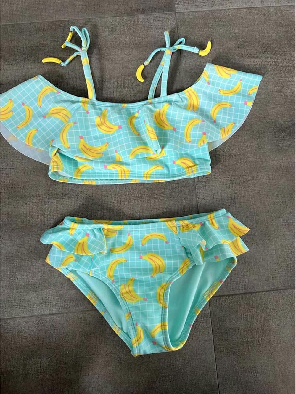 4/5 • Art Class • Banana Print Ruffle Two-Piece Swimsuit